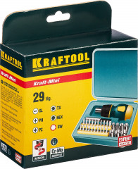 Набор: реверсивная отвертка с насадками, KRAFTOOL Kompakt-29 (29 шт), ЗУБР, 25556-H29